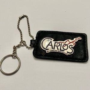 Stunning, 2-Way, Carlos Santana Black Leather  Handbag Charm-Key Chain